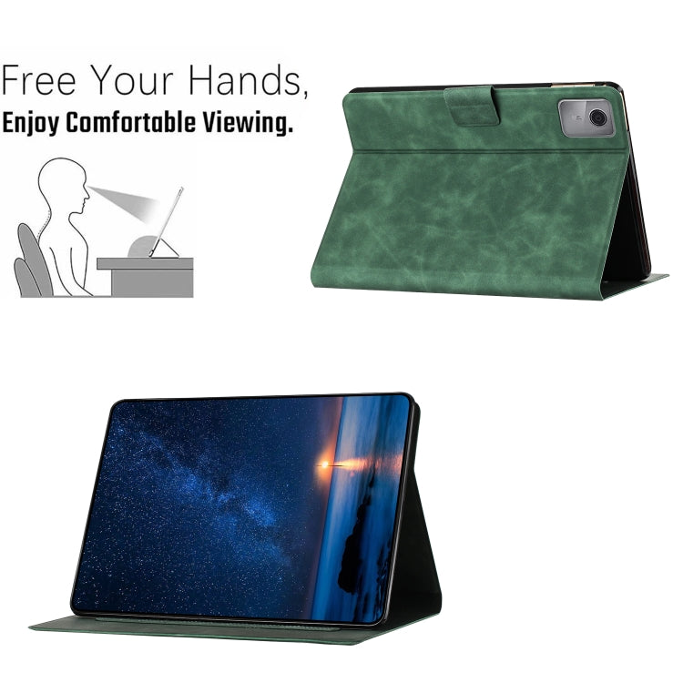 For Lenovo Tab M11 / Xiaoxin Pad 2024 Embossed Couple Cat Smart Tablet Leather Case(Green) - Lenovo by PMC Jewellery | Online Shopping South Africa | PMC Jewellery | Buy Now Pay Later Mobicred