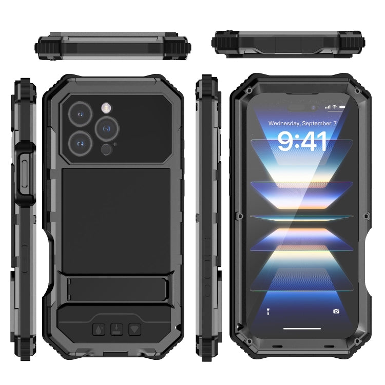 For iPhone 16 Pro Max R-JUST Life Waterproof Dustproof Shockproof Holder Phone Case(Black) - free shipping - PMC Jewellery - Order now!