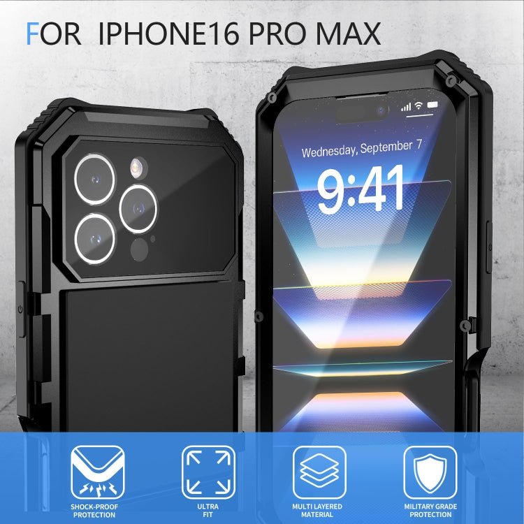 For iPhone 16 Pro Max R-JUST Life Waterproof Dustproof Shockproof Holder Phone Case(Black) - free shipping - PMC Jewellery - Order now!