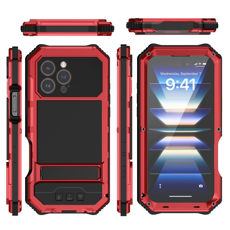 For iPhone 16 Pro Max R-JUST Life Waterproof Dustproof Shockproof Holder Phone Case(Red) - free shipping - PMC Jewellery - Order now!