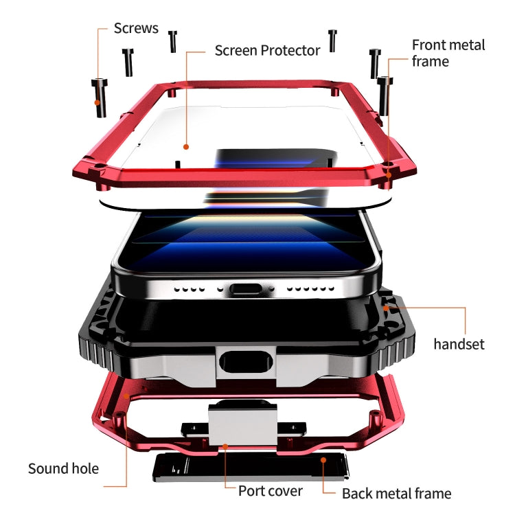 For iPhone 16 Pro Max R-JUST Life Waterproof Dustproof Shockproof Holder Phone Case(Red) - free shipping - PMC Jewellery - Order now!