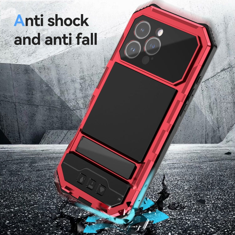 For iPhone 16 Pro Max R-JUST Life Waterproof Dustproof Shockproof Holder Phone Case(Red) - free shipping - PMC Jewellery - Order now!