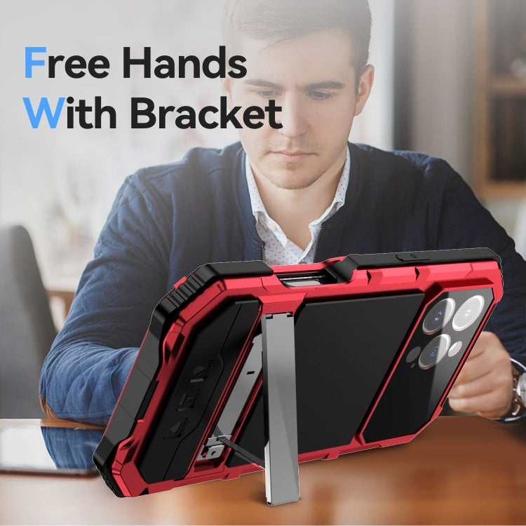 For iPhone 16 Pro Max R-JUST Life Waterproof Dustproof Shockproof Holder Phone Case(Red) - free shipping - PMC Jewellery - Order now!