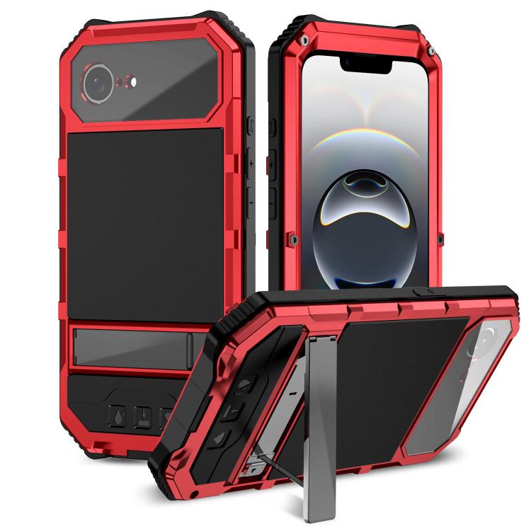 For iPhone 16e R-JUST Life Waterproof Dustproof Shockproof Holder Phone Case(Red) - free shipping - PMC TechLife - Order now!