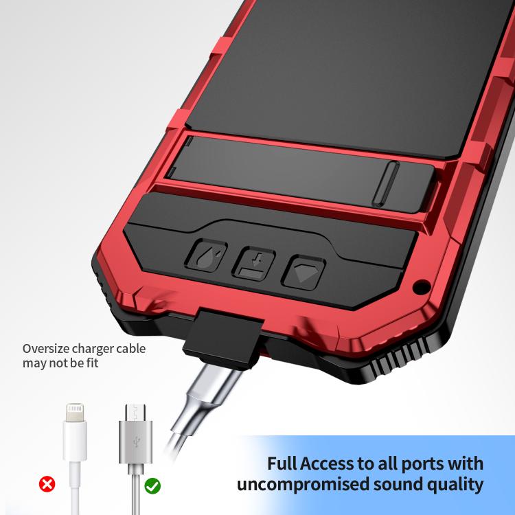 For iPhone 16e R-JUST Life Waterproof Dustproof Shockproof Holder Phone Case(Red) - free shipping - PMC TechLife - Order now!
