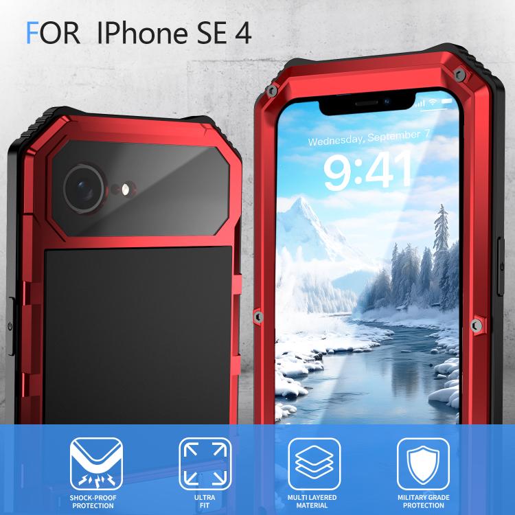 For iPhone 16e R-JUST Life Waterproof Dustproof Shockproof Holder Phone Case(Red) - free shipping - PMC TechLife - Order now!