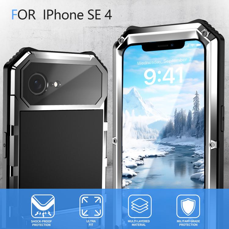 For iPhone 16e R-JUST Life Waterproof Dustproof Shockproof Holder Phone Case(Silver) - free shipping - PMC TechLife - Order now!