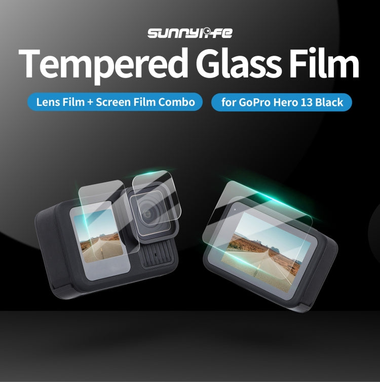 For GoPro HERO13 Black Sunnylife 3 in 1 Lens Protector Front and Rear Screen Tempered Glass Films, Quantity:1 + 1 + 1 Sets - free shipping - PMC TechLife - Order now!