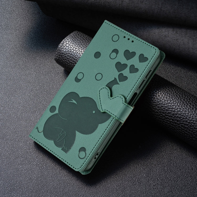 For Samsung Galaxy S25 Ultra 5G Cartoon Elephant Embossed Leather Phone Case(Green) - free shipping - PMC Jewellery - Order now!