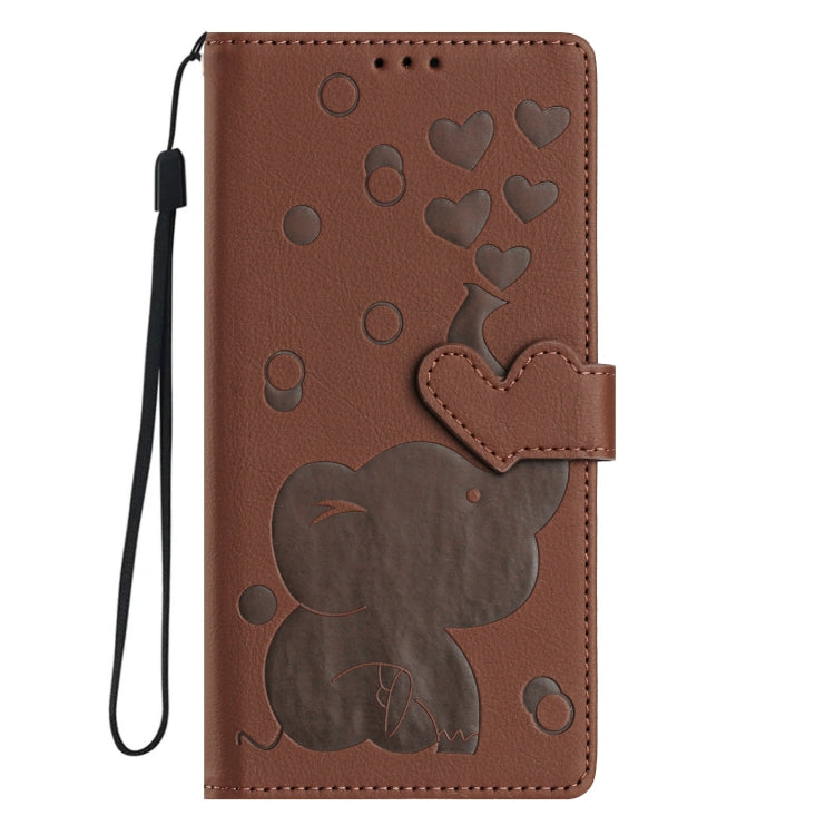 For Samsung Galaxy S25 Ultra 5G Cartoon Elephant Embossed Leather Phone Case(Brown) - Galaxy S25 Ultra 5G Cases by PMC Jewellery | Online Shopping South Africa | PMC Jewellery | Buy Now Pay Later Mobicred