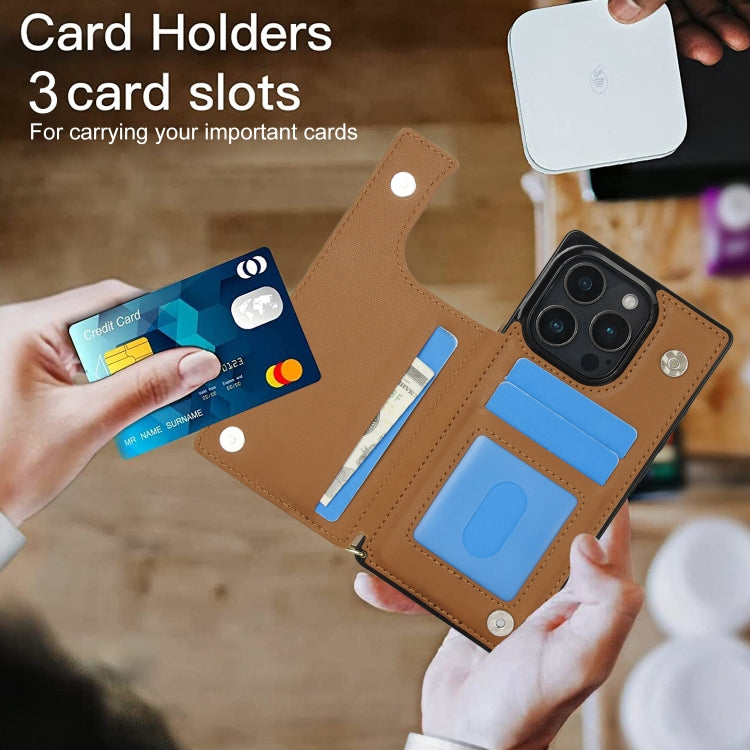 For iPhone 16 Pro Cross-body Zipper Square Phone Case(Brown) - iPhone 16 Pro Cases by PMC Jewellery | Online Shopping South Africa | PMC Jewellery | Buy Now Pay Later Mobicred