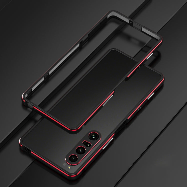 For Sony Xperia 1 VI Aurora Series Lens Protector + Metal Frame Protective Phone Case(Black Red) - Google Cases by PMC TechLife | Online Shopping South Africa | PMC TechLife | Buy Now Pay Later Mobicred