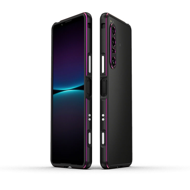 For Sony Xperia 1 VI Aurora Series Lens Protector + Metal Frame Protective Phone Case(Black Purple) - free shipping - PMC TechLife - Order now!
