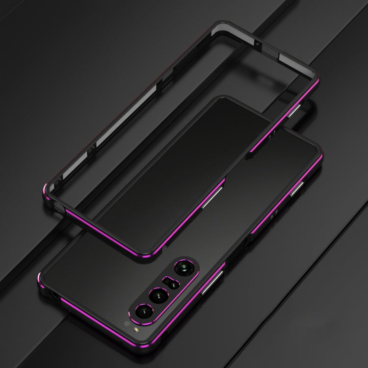 For Sony Xperia 1 VI Aurora Series Lens Protector + Metal Frame Protective Phone Case(Black Purple) - free shipping - PMC TechLife - Order now!