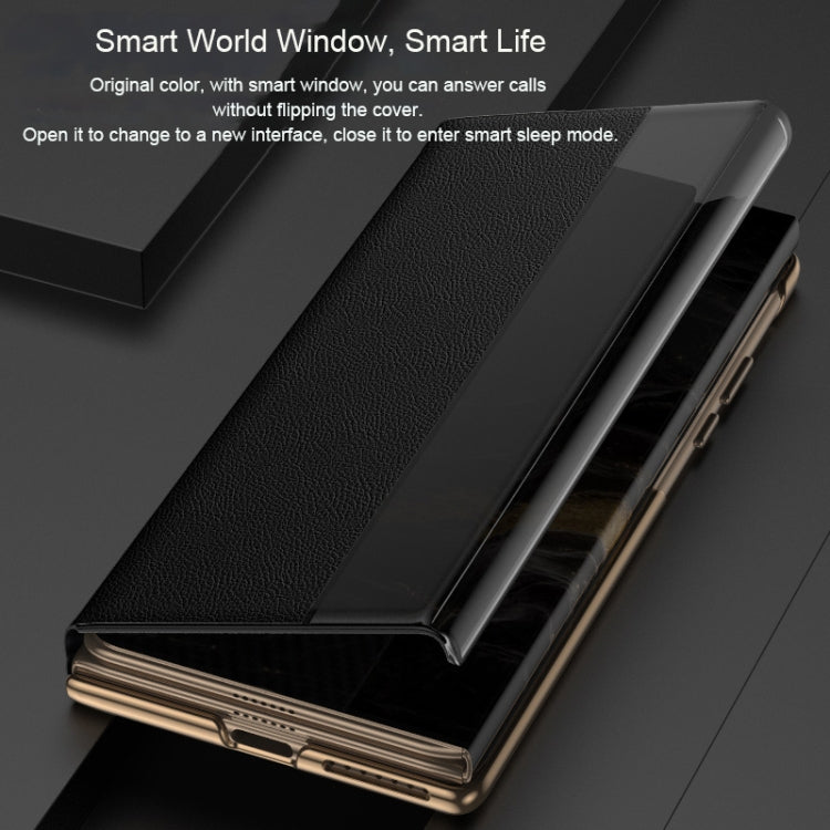For Huawei Mate XT Ultimate Smart Side View Window Plain Leather Phone Case(Dark Red) - Huawei Cases by PMC TechLife | Online Shopping South Africa | PMC TechLife | Buy Now Pay Later Mobicred