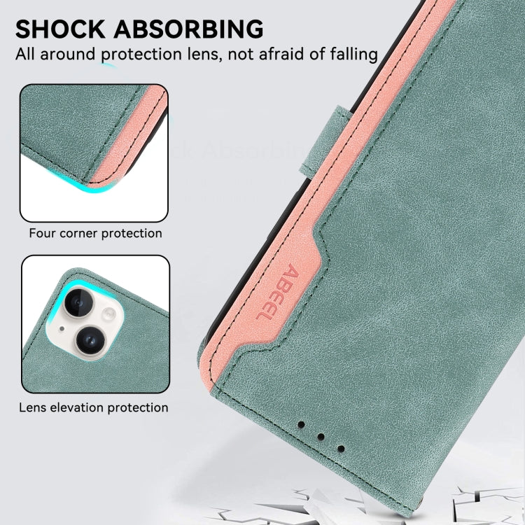 For Samsung Galaxy S25 Ultra 5G ABEEL Color Block Magnetic RFID Leather Phone Case(Cyan-Pink) - Galaxy S25 Ultra 5G Cases by PMC TechLife | Online Shopping South Africa | PMC TechLife | Buy Now Pay Later Mobicred