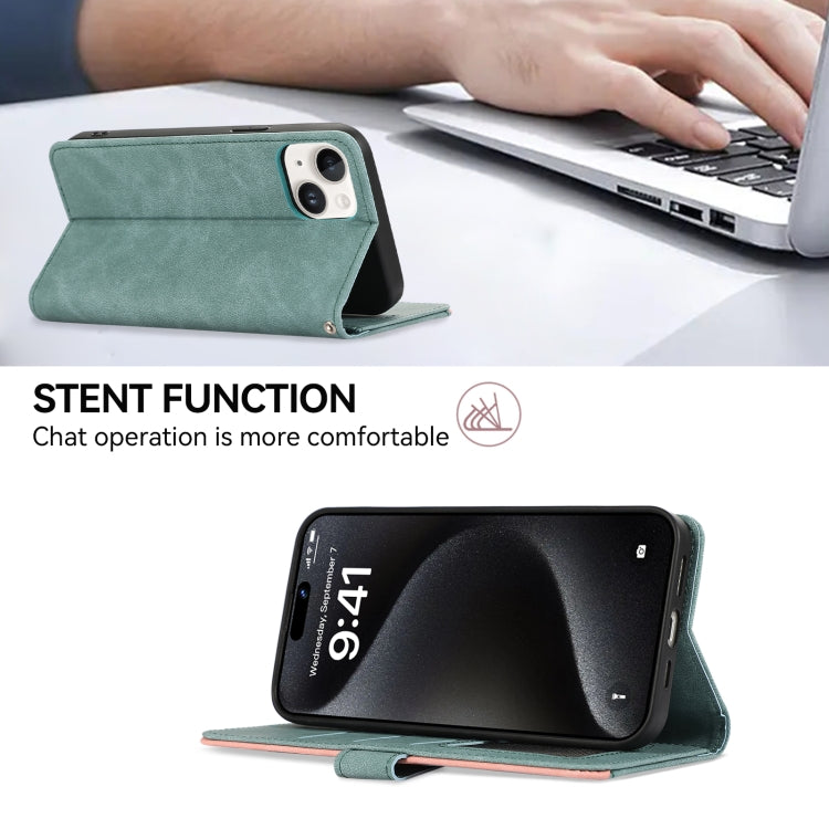 For Samsung Galaxy S25 Ultra 5G ABEEL Color Block Magnetic RFID Leather Phone Case(Cyan-Pink) - Galaxy S25 Ultra 5G Cases by PMC TechLife | Online Shopping South Africa | PMC TechLife | Buy Now Pay Later Mobicred