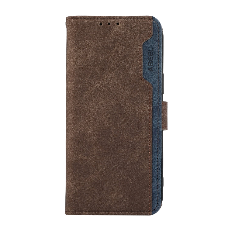For Samsung Galaxy S25 Ultra 5G ABEEL Color Block Magnetic RFID Leather Phone Case(Brown-Blue) - Galaxy S25 Ultra 5G Cases by PMC TechLife | Online Shopping South Africa | PMC TechLife | Buy Now Pay Later Mobicred