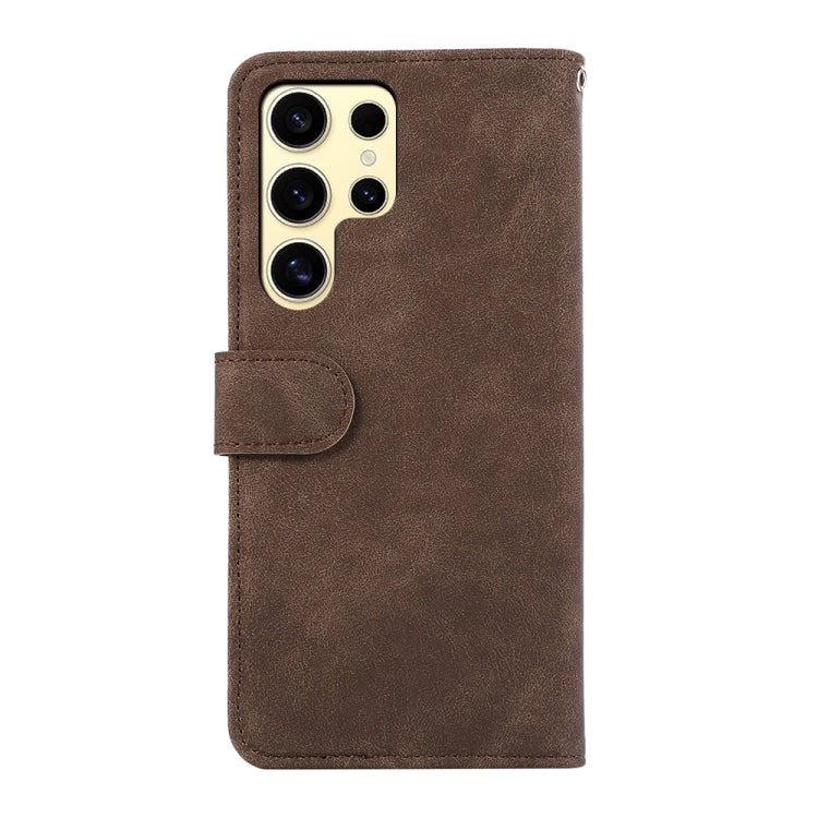 For Samsung Galaxy S25 Ultra 5G ABEEL Color Block Magnetic RFID Leather Phone Case(Brown-Blue) - Galaxy S25 Ultra 5G Cases by PMC TechLife | Online Shopping South Africa | PMC TechLife | Buy Now Pay Later Mobicred