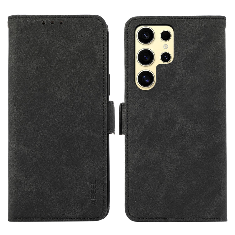 For Samsung Galaxy S25 Ultra 5G ABEEL Frosted Magnetic RFID Leather Phone Case(Black) - Galaxy S25 Ultra 5G Cases by PMC Jewellery | Online Shopping South Africa | PMC Jewellery | Buy Now Pay Later Mobicred