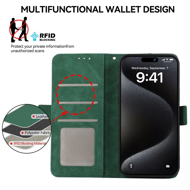 For Samsung Galaxy S25 Ultra 5G ABEEL Frosted Magnetic RFID Leather Phone Case(Green) - Galaxy S25 Ultra 5G Cases by PMC Jewellery | Online Shopping South Africa | PMC Jewellery | Buy Now Pay Later Mobicred