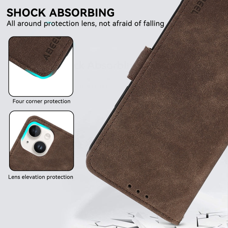 For Samsung Galaxy S25 Ultra 5G ABEEL Frosted Magnetic RFID Leather Phone Case(Brown) - Galaxy S25 Ultra 5G Cases by PMC Jewellery | Online Shopping South Africa | PMC Jewellery | Buy Now Pay Later Mobicred