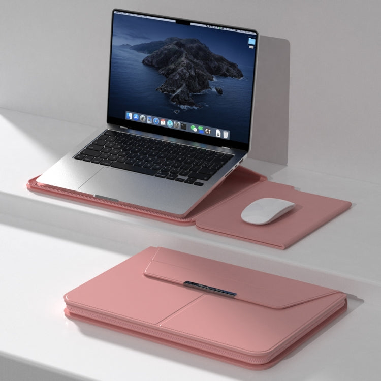 Multifunctional Laptop PU Magnetic Stand Split Liner Bag with Mouse Pad Function, Size:13-14 inch(Rose Gold) - 13.3 inch by PMC Jewellery | Online Shopping South Africa | PMC Jewellery | Buy Now Pay Later Mobicred