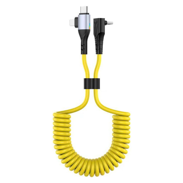 For LeadingIdeal L9 / L8 / L7 / L6 PD65W Type-C Elbow to Type-C, 8 Pin Spring Charging Cable(Yellow) - free shipping - PMC TechLife - Order now!