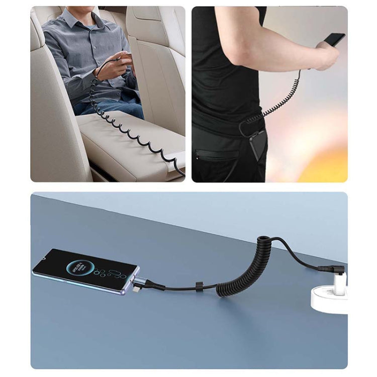 For LeadingIdeal L9 / L8 / L7 / L6 PD65W Type-C Elbow to Type-C, 8 Pin Spring Charging Cable(Black) - Car Charger by PMC TechLife | Online Shopping South Africa | PMC TechLife | Buy Now Pay Later Mobicred