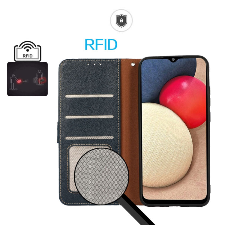 For Samsung Galaxy S25 Ultra KHAZNEH Litchi Texture Leather RFID Phone Case(Blue) - free shipping - PMC Jewellery - Order now!