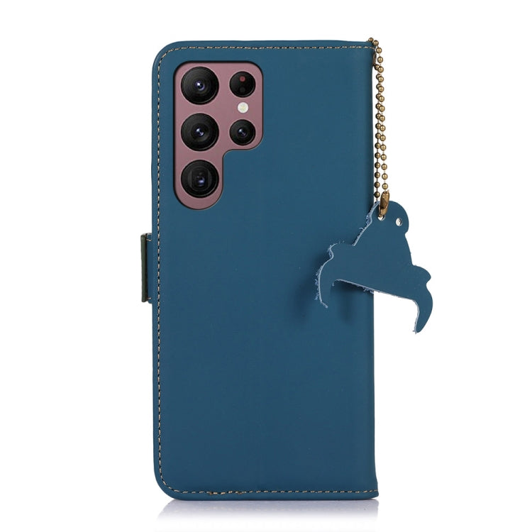 For Samsung Galaxy S25 Ultra Genuine Leather Magnetic RFID Leather Phone Case(Blue) - Galaxy S25 Ultra 5G Cases by PMC Jewellery | Online Shopping South Africa | PMC Jewellery | Buy Now Pay Later Mobicred