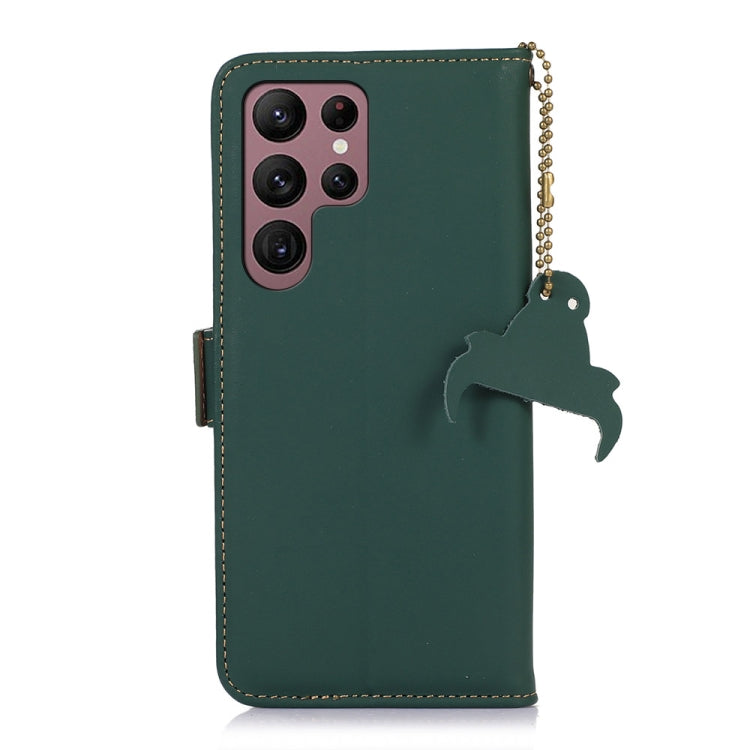 For Samsung Galaxy S25 Ultra Genuine Leather Magnetic RFID Leather Phone Case(Green) - Galaxy S25 Ultra 5G Cases by PMC Jewellery | Online Shopping South Africa | PMC Jewellery | Buy Now Pay Later Mobicred