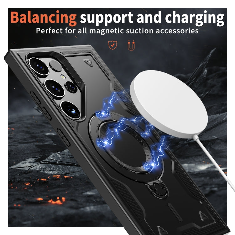 For Samsung Galaxy S25 Ultra 5G PC Hybrid TPU Armor MagSafe Ring Holder Phone Case(Black) - Galaxy S25 Ultra 5G Cases by PMC Jewellery | Online Shopping South Africa | PMC Jewellery | Buy Now Pay Later Mobicred