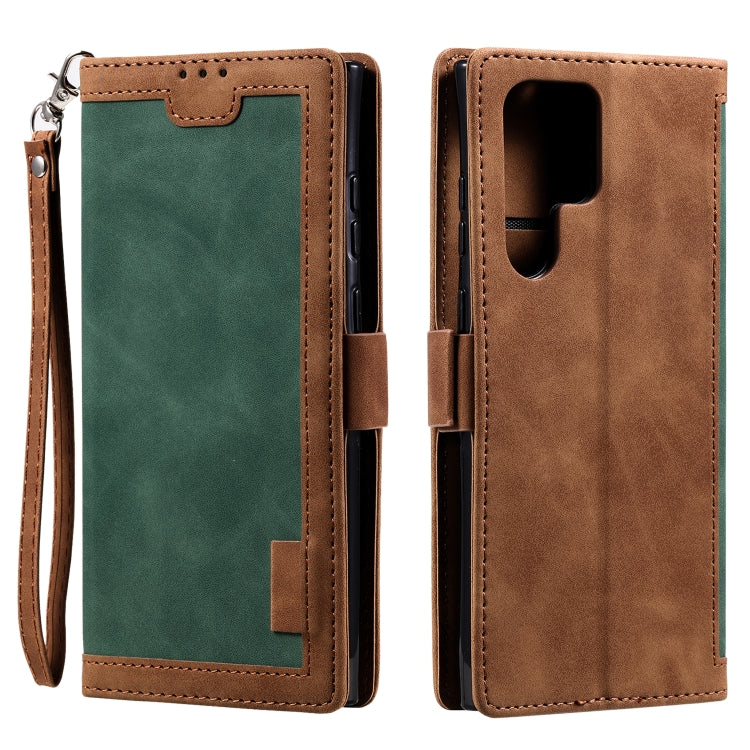 For Samsung Galaxy S25 Ultra 5G Retro Splicing Horizontal Flip Leather Phone Case(Green) - free shipping - PMC TechLife - Order now!