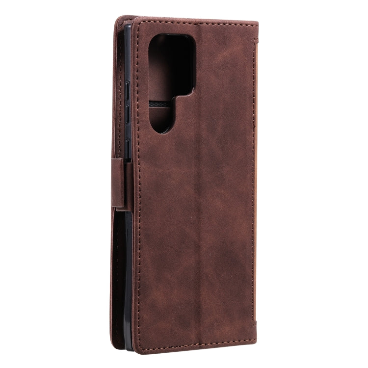 For Samsung Galaxy S25 Ultra 5G Retro Splicing Horizontal Flip Leather Phone Case(Brown) - Galaxy S25 Ultra 5G Cases by PMC TechLife | Online Shopping South Africa | PMC TechLife | Buy Now Pay Later Mobicred