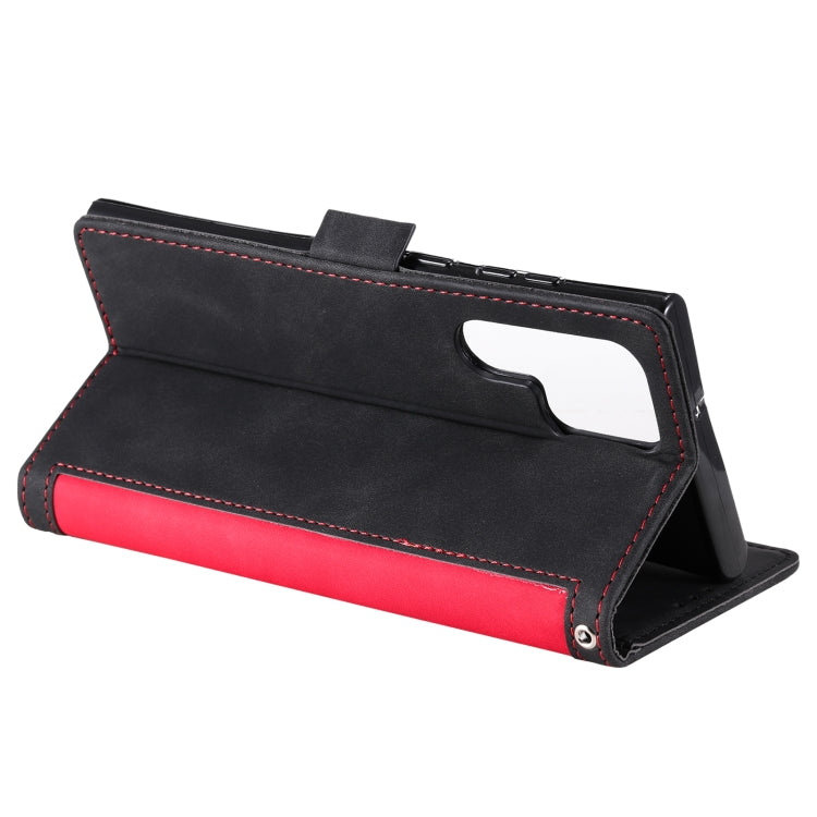 For Samsung Galaxy S25 Ultra 5G Retro Splicing Horizontal Flip Leather Phone Case(Red) - Galaxy S25 Ultra 5G Cases by PMC TechLife | Online Shopping South Africa | PMC TechLife | Buy Now Pay Later Mobicred