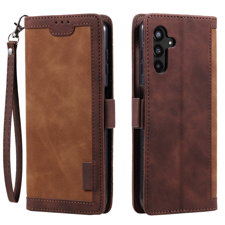 For Samsung Galaxy S25 5G Retro Splicing Horizontal Flip Leather Phone Case(Brown) - Galaxy S25 5G Cases by PMC TechLife | Online Shopping South Africa | PMC TechLife | Buy Now Pay Later Mobicred