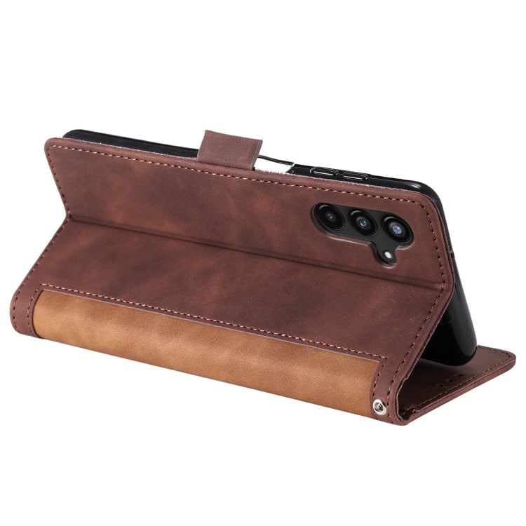For Samsung Galaxy S25 5G Retro Splicing Horizontal Flip Leather Phone Case(Brown) - Galaxy S25 5G Cases by PMC TechLife | Online Shopping South Africa | PMC TechLife | Buy Now Pay Later Mobicred