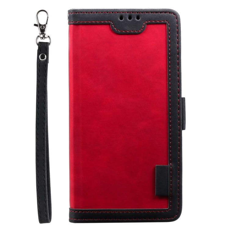 For Samsung Galaxy S25 5G Retro Splicing Horizontal Flip Leather Phone Case(Red) - Galaxy S25 5G Cases by PMC TechLife | Online Shopping South Africa | PMC TechLife | Buy Now Pay Later Mobicred