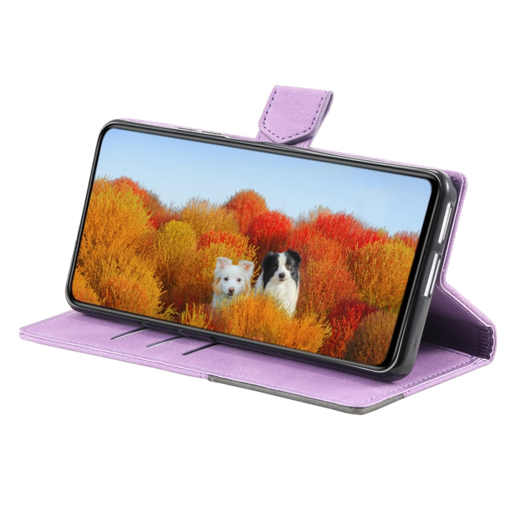 For Samsung Galaxy S25+ 5G TTUDRCH Embossed Line Splicing Leather Phone Case(Purple) - Galaxy S25+ 5G Cases by PMC Jewellery | Online Shopping South Africa | PMC Jewellery | Buy Now Pay Later Mobicred