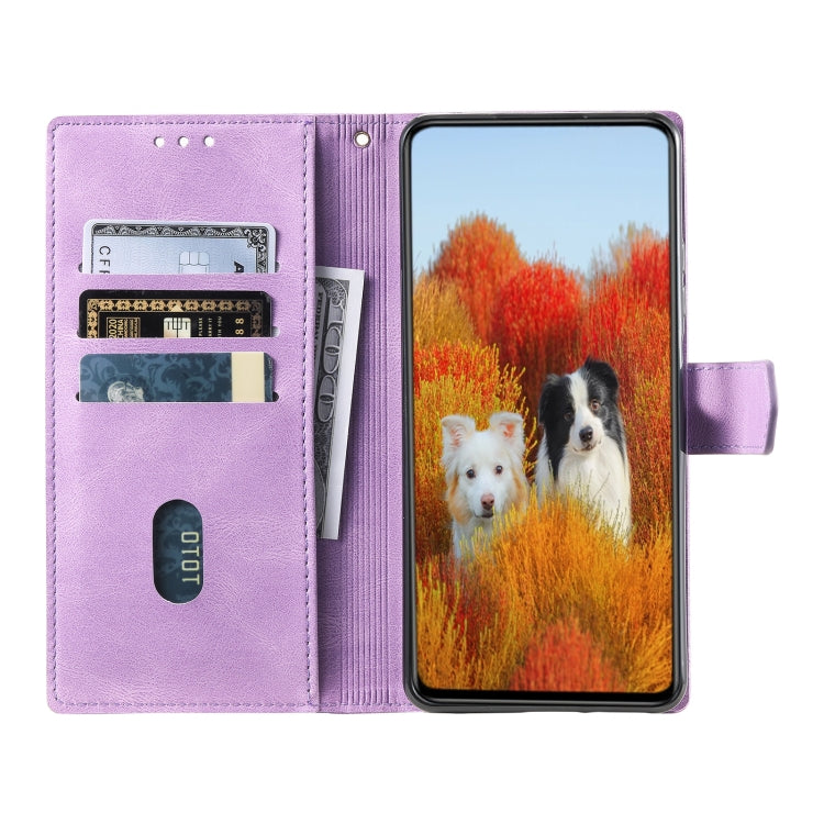 For Samsung Galaxy S25 Ultra 5G TTUDRCH Embossed Line Splicing Leather Phone Case(Purple) - Galaxy S25 Ultra 5G Cases by PMC Jewellery | Online Shopping South Africa | PMC Jewellery | Buy Now Pay Later Mobicred