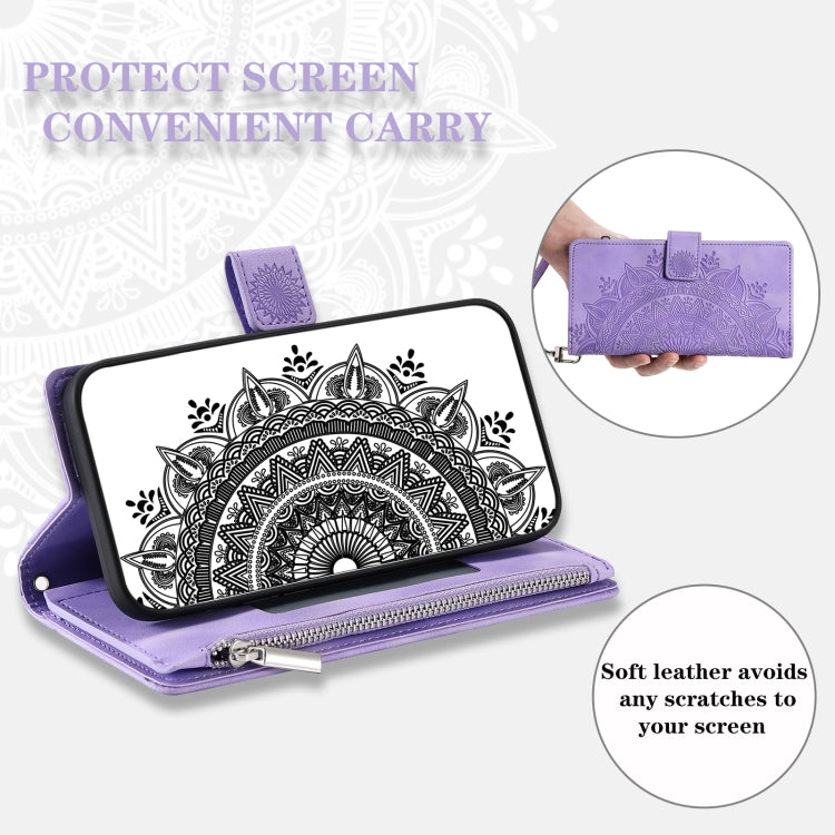 For Samsung Galaxy S25 5G Multi-Card Totem Zipper Leather Phone Case(Purple) - Galaxy S25 5G Cases by PMC Jewellery | Online Shopping South Africa | PMC Jewellery | Buy Now Pay Later Mobicred