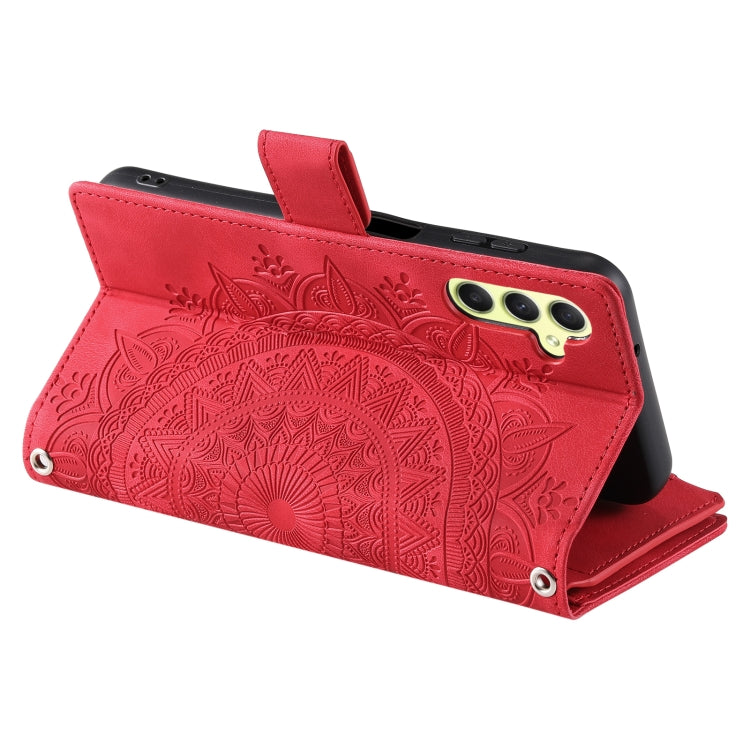 For Samsung Galaxy S25+ 5G Multi-Card Totem Zipper Leather Phone Case(Red) - Galaxy S25+ 5G Cases by PMC Jewellery | Online Shopping South Africa | PMC Jewellery | Buy Now Pay Later Mobicred