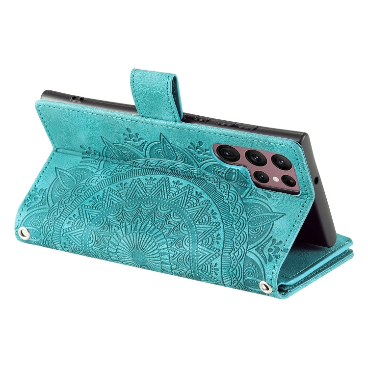For Samsung Galaxy S25 Ultra 5G Multi-Card Totem Zipper Leather Phone Case(Green) - Galaxy S25 Ultra 5G Cases by PMC Jewellery | Online Shopping South Africa | PMC Jewellery | Buy Now Pay Later Mobicred