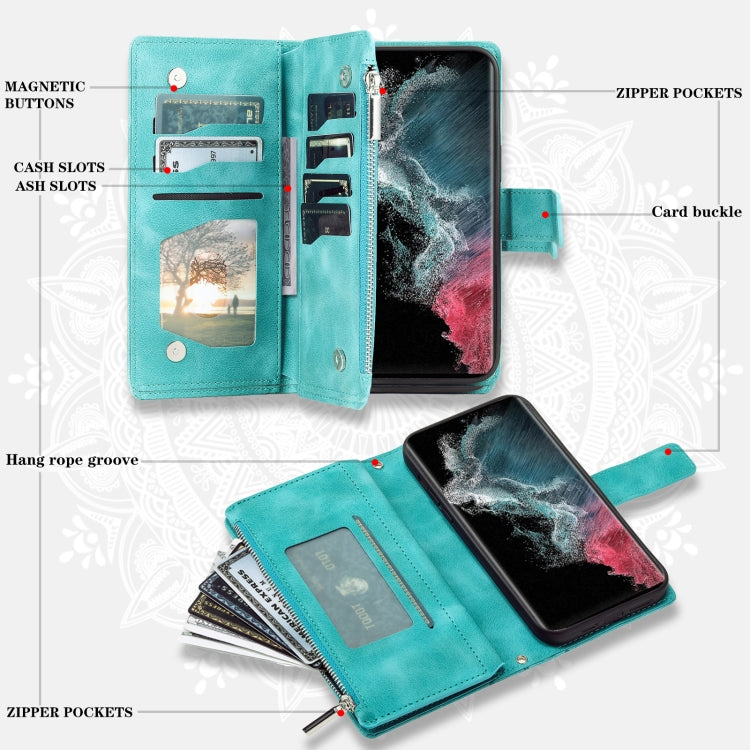 For Samsung Galaxy S25 Ultra 5G Multi-Card Totem Zipper Leather Phone Case(Green) - Galaxy S25 Ultra 5G Cases by PMC Jewellery | Online Shopping South Africa | PMC Jewellery | Buy Now Pay Later Mobicred