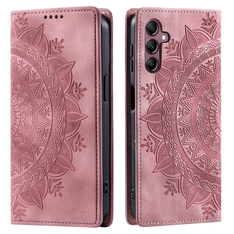 For Samsung Galaxy S25 5G Totem Embossed Magnetic Leather Phone Case(Rose Gold) - Galaxy S25 5G Cases by PMC Jewellery | Online Shopping South Africa | PMC Jewellery | Buy Now Pay Later Mobicred