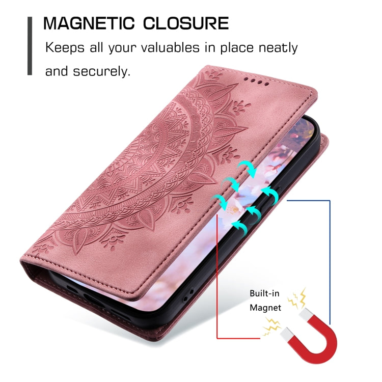 For Samsung Galaxy S25 5G Totem Embossed Magnetic Leather Phone Case(Rose Gold) - Galaxy S25 5G Cases by PMC Jewellery | Online Shopping South Africa | PMC Jewellery | Buy Now Pay Later Mobicred