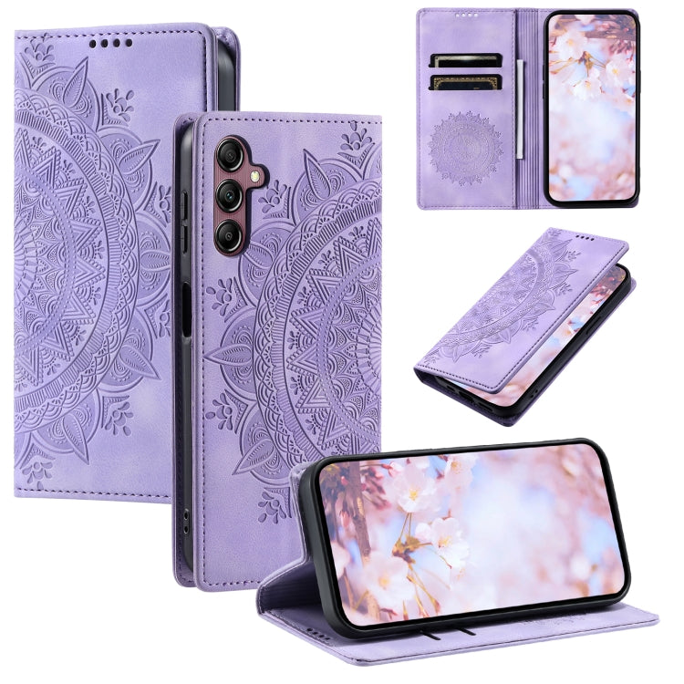For Samsung Galaxy S25 5G Totem Embossed Magnetic Leather Phone Case(Purple) - Galaxy S25 5G Cases by PMC Jewellery | Online Shopping South Africa | PMC Jewellery | Buy Now Pay Later Mobicred
