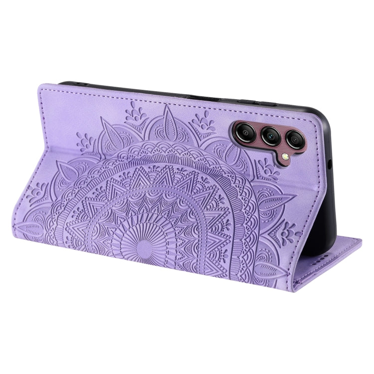 For Samsung Galaxy S25 5G Totem Embossed Magnetic Leather Phone Case(Purple) - Galaxy S25 5G Cases by PMC Jewellery | Online Shopping South Africa | PMC Jewellery | Buy Now Pay Later Mobicred
