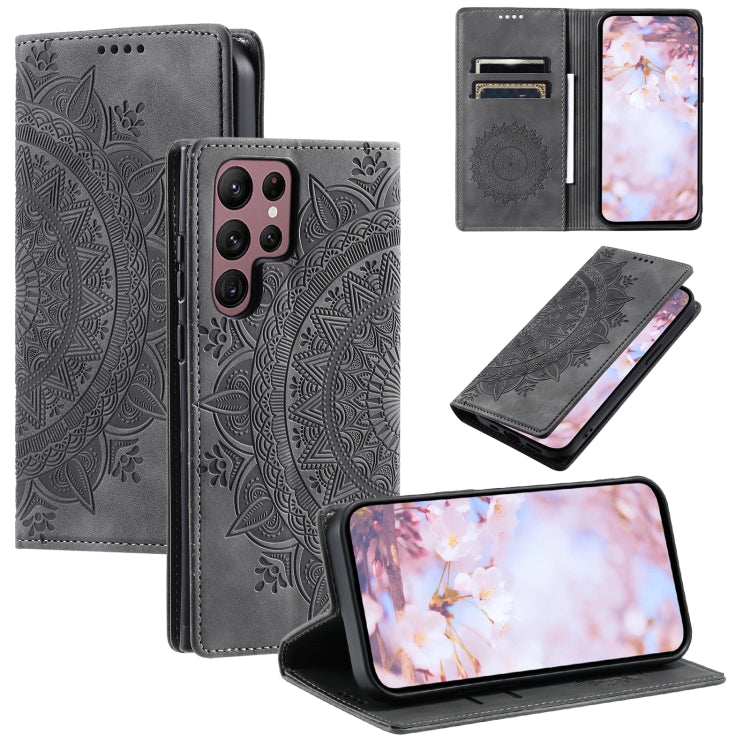 For Samsung Galaxy S25 Ultra 5G Totem Embossed Magnetic Leather Phone Case(Grey) - Galaxy S25 Ultra 5G Cases by PMC Jewellery | Online Shopping South Africa | PMC Jewellery | Buy Now Pay Later Mobicred